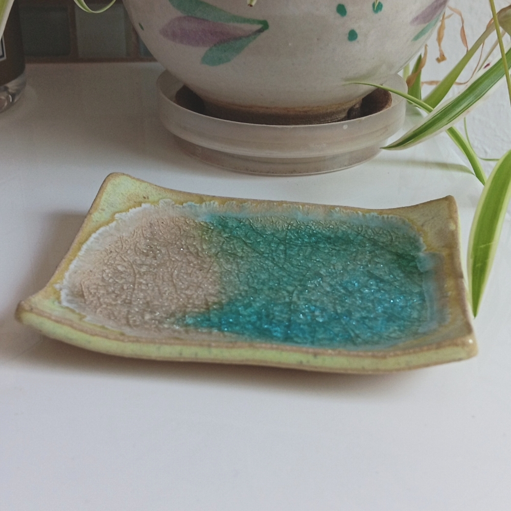 Pottery soap trinket spoon dish